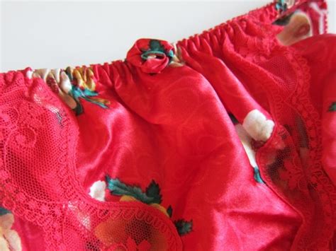 NEW VTG 100 Polyester Satin String Bikini Floral Lace Panties SZ S M L EBay