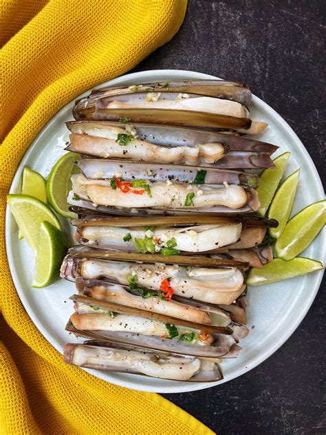 Steamed Razor Clams With A Vietnamese Style Scallion Butter Sauce