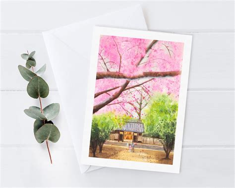 Japanese Art Greeting Card Set Cherry Blossom Art Cards Etsy