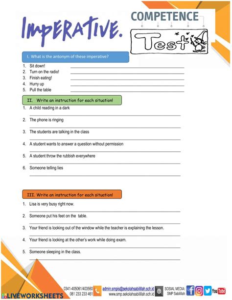 Imperative Sentence Worksheets For Grade 6