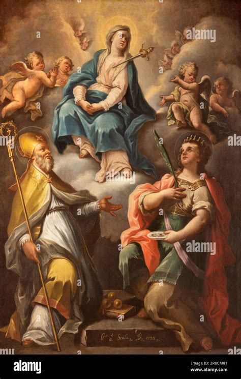 NAPLES ITALY APRIL 22 2023 The Painting Of Virgin Mary With The St