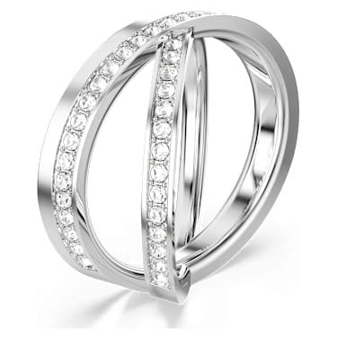 Delta Ring Round Cut White Rhodium Plated Swarovski