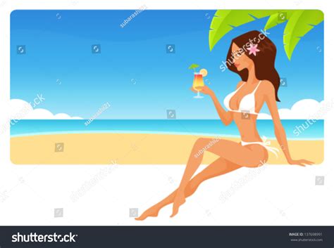 2 522 Sexy Beach Bikini Girl Wearing Stock Vectors And Vector Art Shutterstock