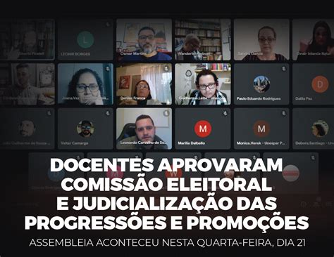 Docentes aprovaram Comissão Eleitoral e judicialização das Progressões