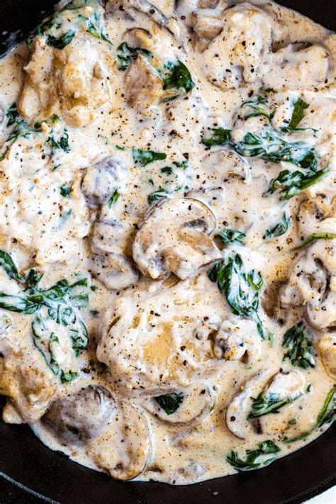 Creamy Chicken Mushroom With Garlic Parmesan And Spinach Creamy