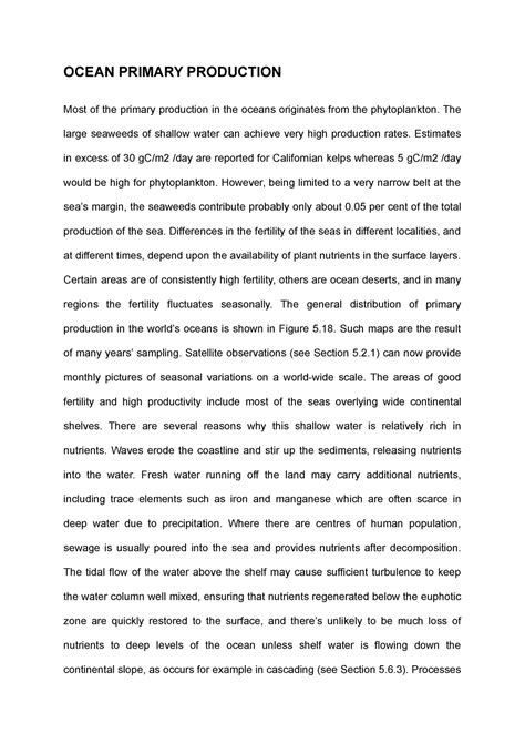 Ocean Primary Production - OCEAN PRIMARY PRODUCTION Most of the primary ...