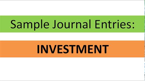 Journal Entries Investment Youtube