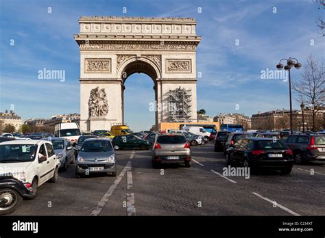 Heavy Traffic Traffic Jam Traffic Circle Champs Elys Es France Arc