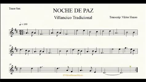 Noche De Paz Partitura Saxofón Tenor Villancico Youtube