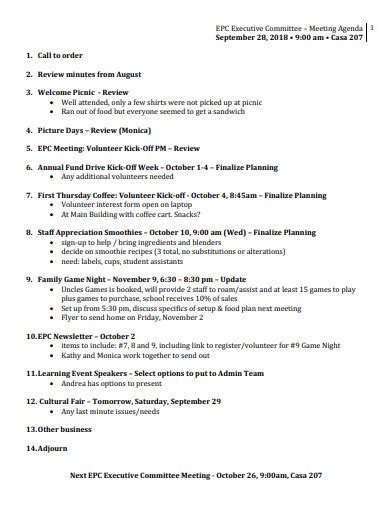 Executive Meeting Agenda 15 Examples Format How To Design Pdf