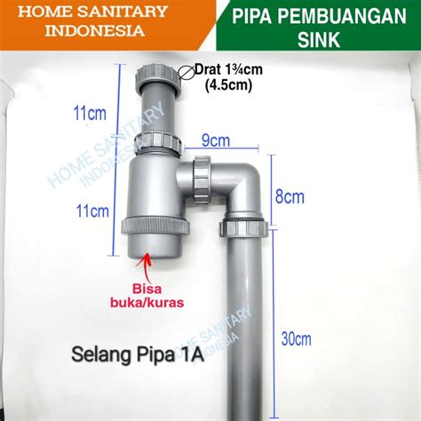 Jual SELANG PIPA PEMBUANGAN SINK CUCI PIRING WASTAFEL BAK KONTROL