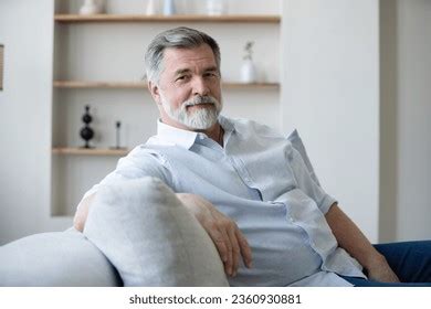 Portrait Happy Mature Man Sitting On Stock Photo Shutterstock