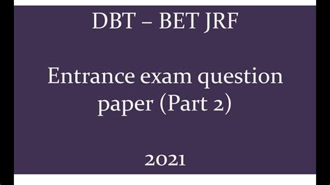 Dbt Bet Jrf Part Previous Year Question Paper Csir Icmr Gate