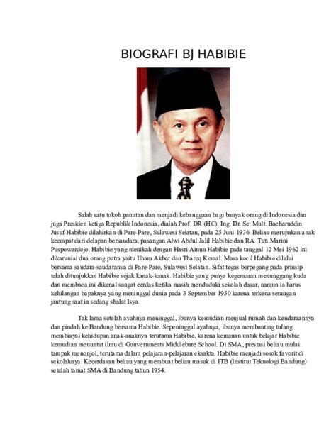 Contoh Biografi Contoh Teks Biografi Bj Habibie Singkat