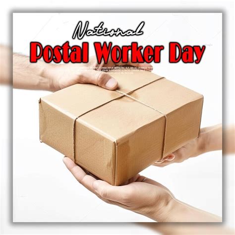 Premium PSD Happy Deliveryman With National Postal Worker Day Background