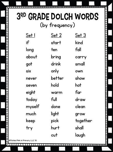 Third Grade Dolch Sight Words