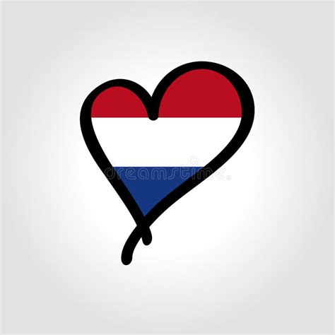 Dutch Flag Heart Shaped Hand Drawn Logo Vector Illustration Stock