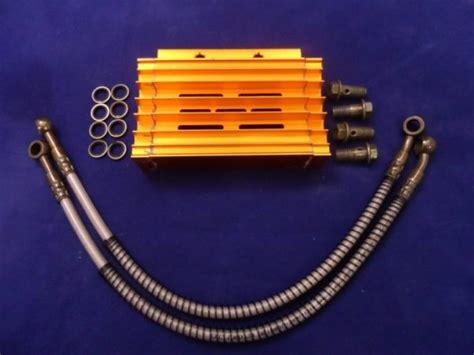 Gold CNC Oil Cooler 425mm Braided Hoses For Pit Bike Engine Pit