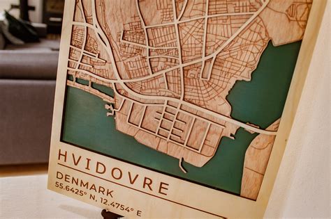 Hvidovre Map Denmark Map Europe Map Wooden Map Wood Etsy