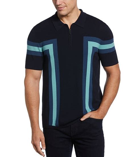 Perry Ellis Color Block Quarter Zip Short Sleeve Polo Shirt Dillards