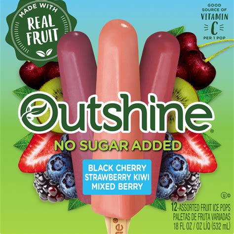 Outshine Strawberry Tangerine And Raspberry Frozen Fruit Bars Variety Pack Gluten Free No