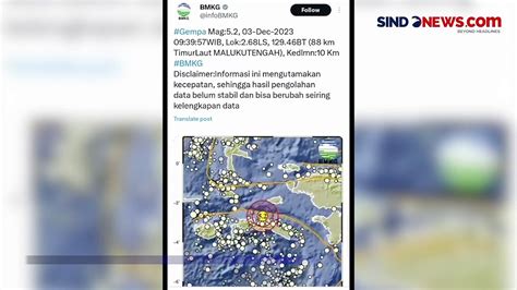 Gempa M Guncang Maluku Tengah Bmkg Tidak Berpotensi Tsunami