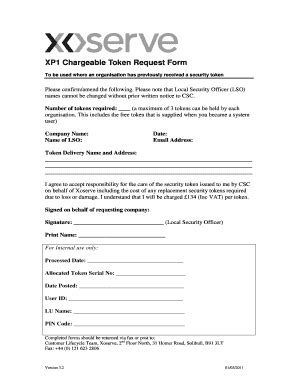 Fillable Online XP1 Chargeable Token Request Form Xoserve Fax Email