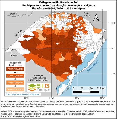 Atualização do mapa da estiagem no Rio Grande do Sul