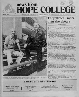 "News from Hope College, Volume 19.5: April, 1988" by Hope College