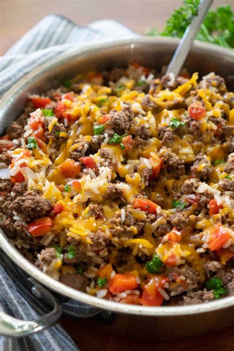 Ground Beef and Rice Skillet Dinner - Shaken Together