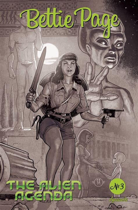 Mar Bettie Page Alien Agenda Cvr G Copy Incv Roux B W