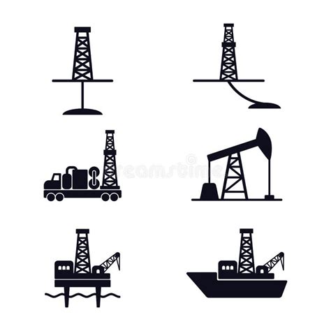 Sistema De Los Iconos Planos Del Vector Para La Industria Petrolera