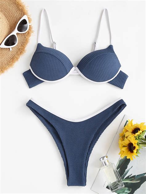 High Cut Contrast Piping Bikini Set Atelier Yuwa Ciao Jp