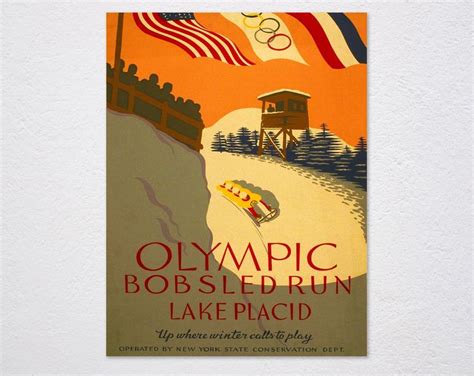 Olympic Bobsled Run Lake Placid New York Bobsledding Winter Etsy