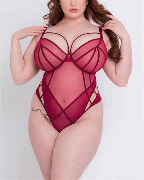 Senses Plunge Bodysuit Cherry Tkd Lingerie