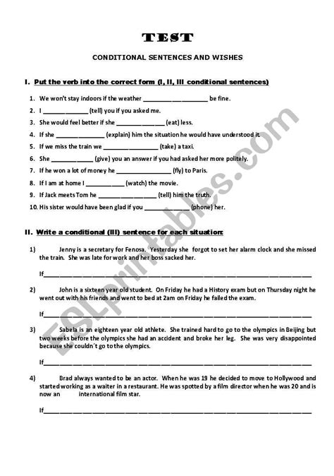 Conditional Sentences And Wishes Esl Worksheet By Kristinelele