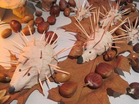 Egel Van Klei En Zonnebloempitten Herfst Knutselen Kinderkunst En