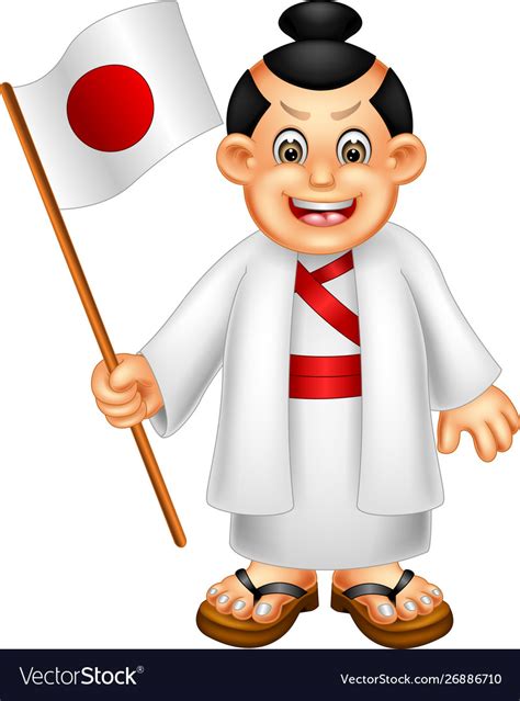 Funny boy in japanese ethnic clothes cartoon Vector Image