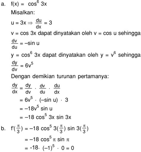 Diketahui Fungsi F Dinyatakan Oleh F X Cos6 3x Turunan Pertama Dari