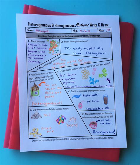 Homogeneous And Heterogeneous Mixtures Worksheets