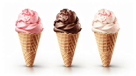 Premium Photo Triple Scoop Ice Cream Cone