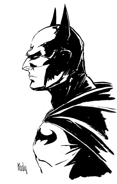 A Black And White Drawing Of Batman