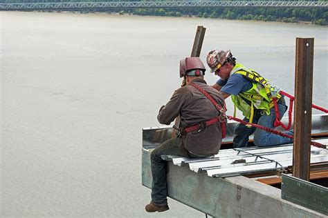 Bridge Lift Construction Workers Photograph by Jim West - Fine Art America