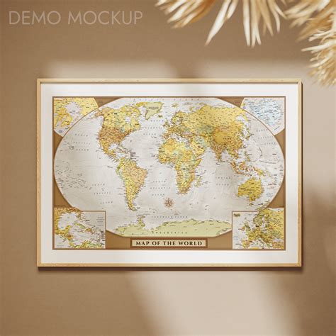 World Map Poster Detailed Political World Map Vintage Style Art Map Travel Gift for Family Trip ...