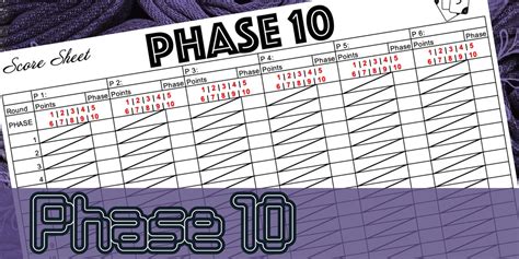 Phase 10 Printable Score Sheet - Detailed Game Tracking/scoring Phase10 ...