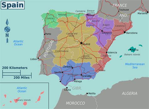 Administrative Map Of Spain Spain Administrative Map