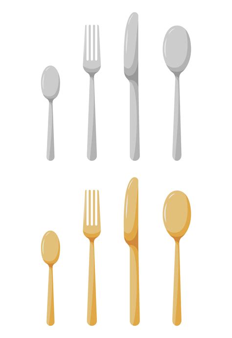 Spoon Knife And Fork Dishware Isolated On White Background Icon Set