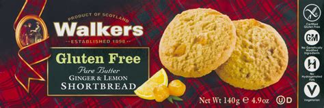 Walkers Gluten Free Pure Butter Ginger Lemon Shortbread Walkers