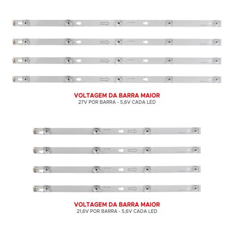 Barra De Led TCL 55 L55S4900FS 55D2900 Kit 8 Barras Eletro Parts