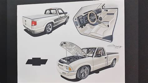 1995 Chevrolet S10 Pickup Truck Drawing Time Lapse YouTube